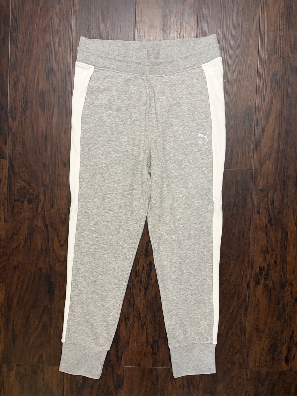 Puma Gray Joggers with White Side Stripes